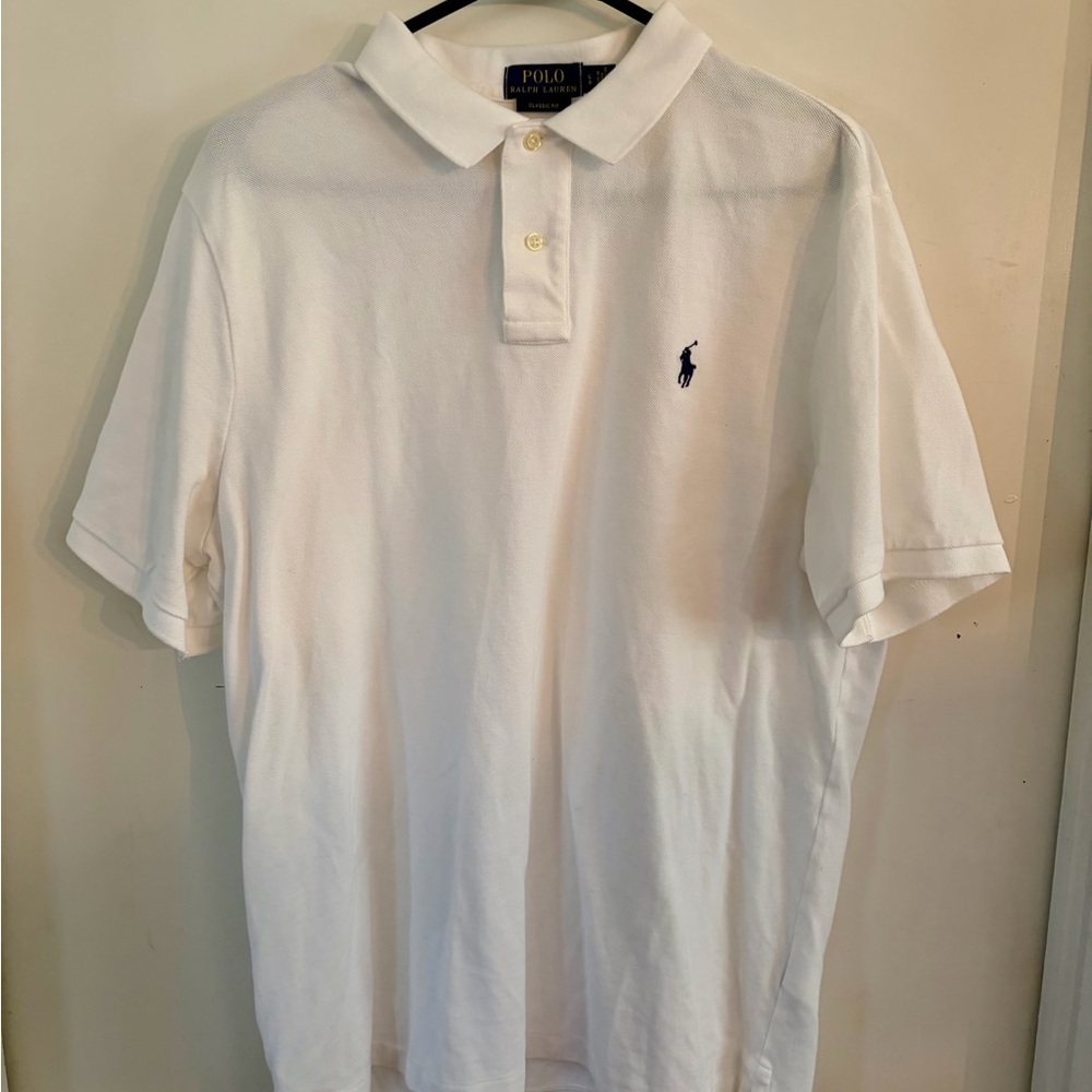 Ralph Lauren White Polo with Navy Pony Logo